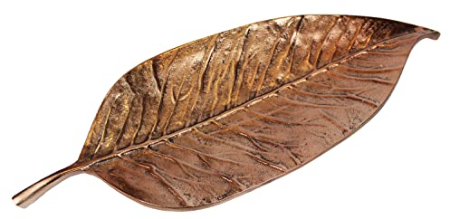 Arnusa Dekoschale Schale Blatt 49x17x3 cm Metall Aluminium Bronze-Optik Dekofigur Tischdekoration Snackschale