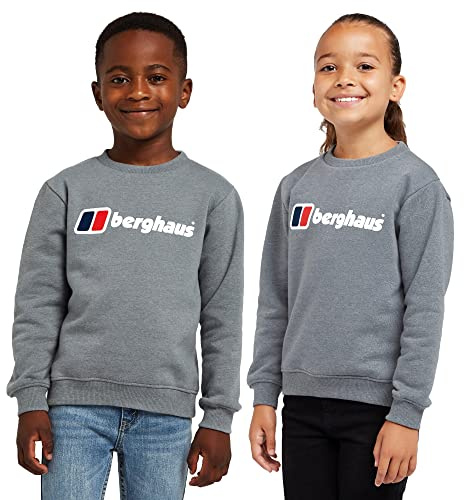 Berghaus Kids’ Logo Jumper with Crew Neckline and Soft Fabric, Casual Sweatshirt for Boys and Girls, Ideal for Walking, Hiking & Outdoor Recreation (UK, Age, 11 Years, 12 Years, Regular, Grey)
