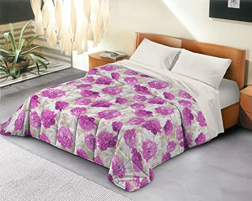 Banzaii Trapunta Invernale in Ecopiuma da 380 gr/mq anallergica e traspirante – Piumone Caldo e Morbido – Prodotto in Italia - Una piazza Singolo 170x260 cm, Gabriella Fuxia