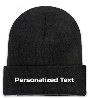 Miujonvy Individuelle Mütze Slouch Black Beanie Personalized Text Personalisierte Strickmütze