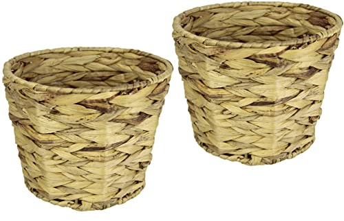 Topfset aus Wasserhyazinthe Pflanzgefäß Gefäß Blumentopf Blumen Pflanzen Pflanztopf Pflanzkorb Übertopf Schale Dekotopf geflochtener Deko Topf Übertopf Vase Korb Blumentöpfe für Kunstblume und Pflanze
