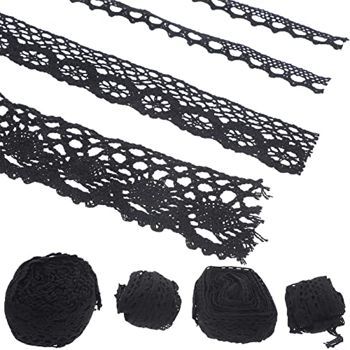 VICASKY 4 Stück Spitze hochzeitsdeko khimar hijab Geschenkverpackung schwarze Kleidung für Blumenstrauß Bänder zum Basteln gewebtes Haushalt Schleife Zubehör schmücken Baumwolle