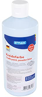 Stylex 28313 - Kreidefarbe Taubenblau, 500 ml Flasche, auf Wasserbasis, matt und schnell trocknend, lichtbeständig, wasser- und wetterfest