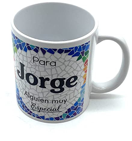 PLUS HOME Taza personalizada con nombre. Regalos personalizados con nombre y texto. Tazas con frases originales.JORGE