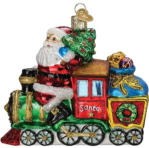 Old World Christmas Weihnachtsmann auf Lokomotive Glas geblasen Ornament für Weihnachtsbaum
