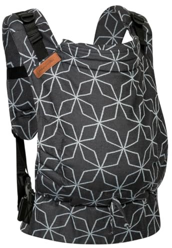 Hoppediz Buckle - Babytrage für Neugeborene ab Geburt - Fullbuckle Tragehilfe mit 2 Schnallenpositionen - mitwachsend bis 20 kg - Design Malmö aqua