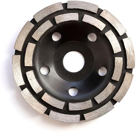 Muela Diamante Desbastadora de Hormigón 125mm. Disco Desbaste Hormigon, Granito, Piedra y Manpostería. Muela de Copa Diamante Abrasiva. Discos Amoladora 125. Doble Fila para Angular o Radial Pequeña.