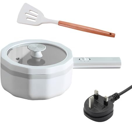 Electric Hot Pot, 1.5L Multi-Functional Cooker, Portable Electric Pan, Electric Rapid Cooking Skillet with Dual Power Control for Steak Egg Fried Rice Oatmeal Soup Ramen Pasta Noodles Porridge (White)