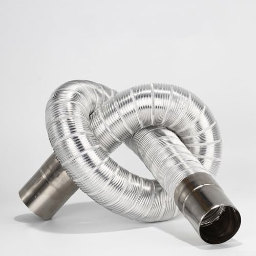 Oniissy Flexible Stainless Steel Chimney Flue Liner Pipe Multi Fuel Stoves Ø 50 Mm, Stretching Range 0.65-1.5 Meters