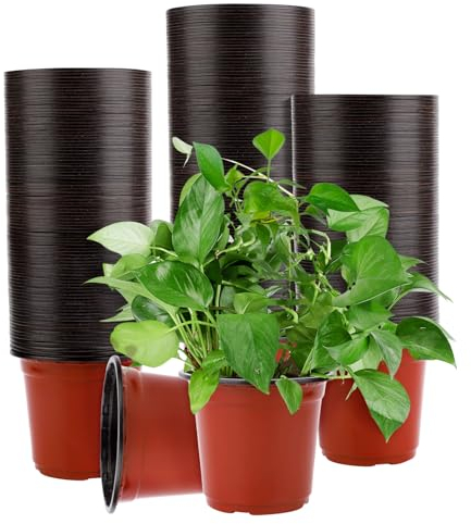 PEUTIER 200pcs 4 Inch Nursery Pots for Plants, Plastic Plant Pots with Drainage Holes Planter Nursery Pots Variety Seed Starting Pots Grower Pots Seedling Pots Container for Flower Succulent