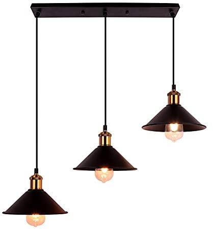 MCLWSQ Pendelleuchte Schwarz Vintage 3-Flammig