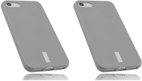 mumbi Hülle kompatibel mit iPhone SE 2022 / SE 2020/7 / 8 Handy Case Handyhülle, grau mit grauem Streifen (Packung mit 2)