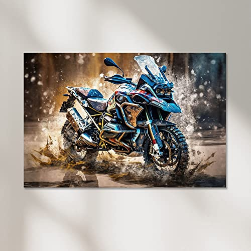Dekomundo BMW R 1250 GS Motorrad Poster, Leinwandbild oder Bild mit Rahmen, 60x90 cm, Fotoposter