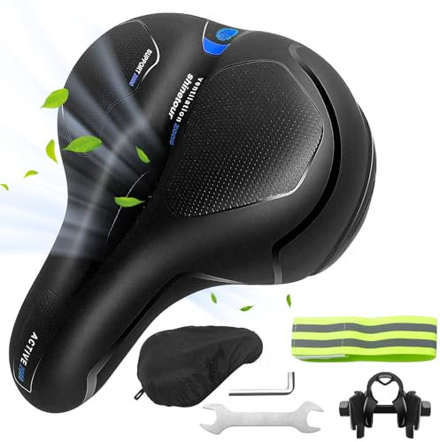 LUZOON Fahrradsattel Fahrrad Sattel Gel Fahrradsitz Ergonomisch Fahrrad Sattel Tourensattel mit wasserdichte Abdeckung Sattel Atmungsaktiver MTB Sattel für Herren Damen Bequem (Blau, Einheitsgröße)