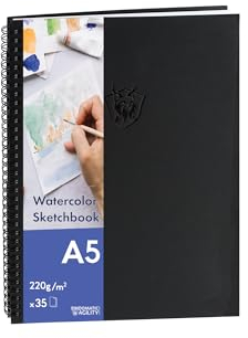 Bindomatic Aquarell Zeichenblock A5 – Skizzenbuch mit Spiralbindung, 220g/m² Aquarellpapier, 30 Blatt – Premium Watercolor Sketchbook für Nass- & Mixed-Media-Techniken – Hergestellt in Portugal, EU