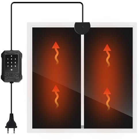 Nobleza Terrarium Heizmatte 28x28cm mit 10-Stufen Temperaturregelung, 14W Reptilien Heizkissen für Glasbehälter, Schlangen, Eidechsen, Geckos, Wärmematte für Reptilien & Amphibien