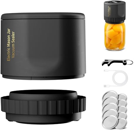 Electric Mason Jar Vacuum Sealer - Automatic Mason Jar Sealer Kit with Can Opener Regular and Wide Mouth Jar Lids - Vacuum Sealing Machine for Food Saver Storage(Black)