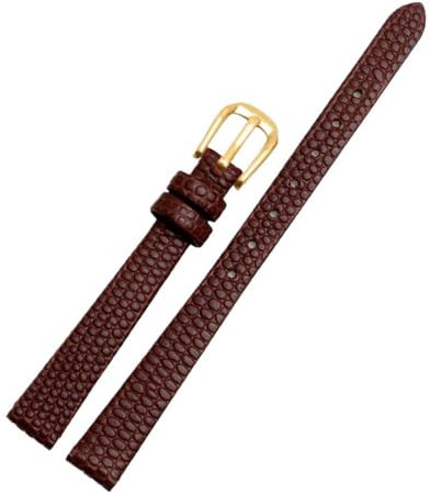 SpaRcz Echtes Leder Eidechsenmuster Uhrenkette Damen Kleine Größe mit Nadelschnalle Uhrenzubehör 6-11mm, Braunes Gold, 6mm