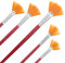 5 Pcs Fan Paint Brushes Set Acrylic Paint Brushes Set Professional Soft Anti-Shedding Nylon Hair Fan Paint Brush with Long Wood Handles for Acrylic Painting, Oil Watercolor Painting(red)