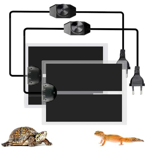 Hojalis 2PCS Reptil Heizmatten, 14W Heizmatte für Terrarium, Terrarium Heizmatte mit Temperaturregelung, Einstellbar Reptile Wärmekissen für Reptilien Eidechse Schlangen Gecko Schildkröte (28x28CM)