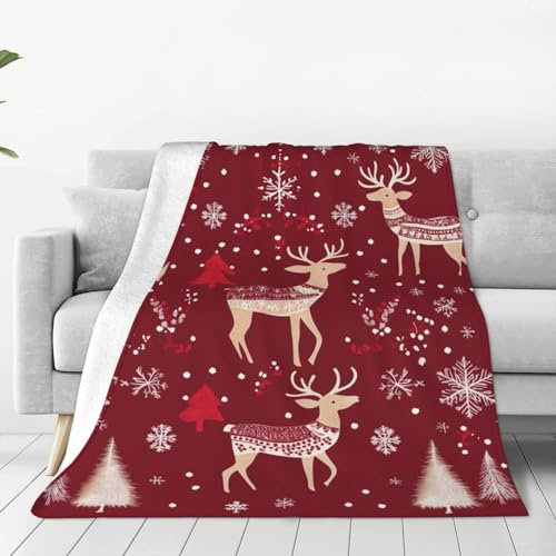 Flauschige Fleece-Decke für alle Jahreszeiten, Elch, Schneeflocke, Elch, superweich, Flanell-Überwurf, Decke für Bettwäsche, Sofa und Reisen, 127 x 101 cm