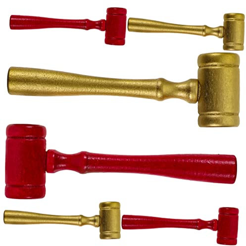 CORHAD 6pcs Judge Hammer Toy Mallet for Judge Kalimba Stickers Role Play Outfits Educational Toys Judge Hammer Prop Hammer for Auctions Gavel Prop Courtroom Gavel Judges Hammer Wood