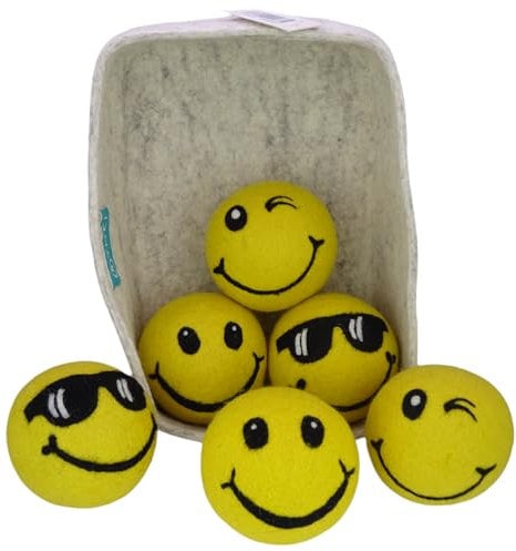 RYMEI Set di palline per asciugatrici, palline per asciugatrici, XXL, in 100% lana di pecora, design Smiley come accessorio per asciugatrici, ideali per piumini. Wool dryer balls (Smileys 1)