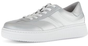 Gabor Damen Low-Top Sneaker, Frauen Halbschuhe,straßenschuhe,Strassenschuhe,Sportschuhe,Freizeitschuhe,Turnschuhe,Silber/Weiss,38 EU / 5 UK