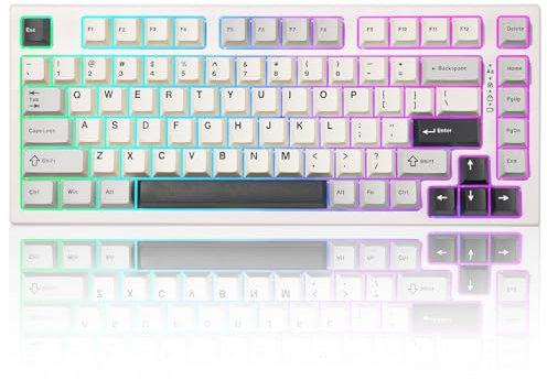 YUNZII RT80 Rapid Trigger Hall Effect Magnetic Switch Gaming Tastatur, BT/2.4GHz/Wired RGB Tastatur, Mount Hot Swap Custom Fast Adjustable Actuation Mechanische Tastatur (White, gateron White)
