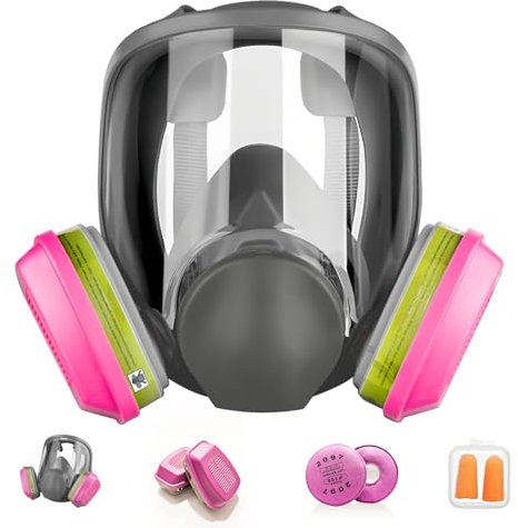 Matlarn Vollgesichtige Atemschutzmaske, Wiederverwendbare Atemschutzmaske mit Filtern, 6800 Gasmaske Funktion Maske, Staubmaske für Sprühfarbe, Schweißen, Chemikalien, Spray, Staub