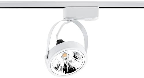 Lumiled LED Schienensystem, Dreh- und schwenkbarer 1-Phasen-Strahler, Deckenstrahler,GU10 Fassung 230V max. 15W AR 111/ES 111, Weiß, inkl. 1-Phasen-Adapter, 360° 180° verstellbar