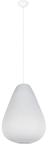 Reality Leuchten Pendelleuchte Janine R36241001, Metall Weiß matt, Schirm Stoff Weiß, exkl. 1x E27 |
