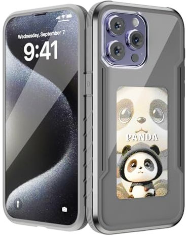 DIY Projection Screen Smartphone Case 4-Color Ink Screen Suitable for Apple iPhone13-16 Series, Personalized NFC Projection Screen AI E-Ink Cell Phone Protective Case (for iPhone 16 Pro Max) Gray