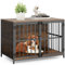 Maxmass Wooden Dog Crate, Furniture Style Puppy Cage with Adjustable Foot Pads, Indoor Dog Kennel Industrial End Table for Living Room Bedroom (2 Doors: 100 x 60 x 70cm)