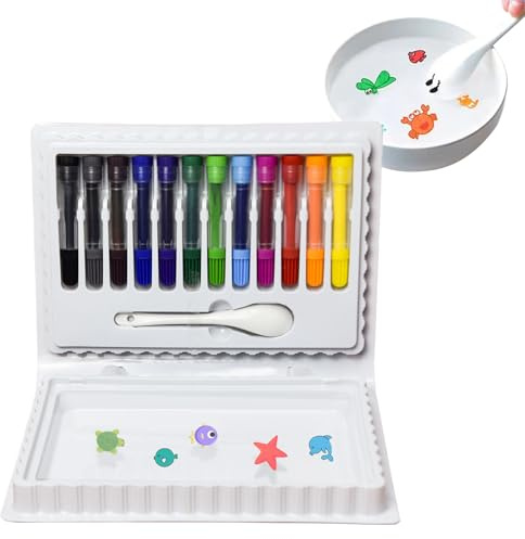 Huehkir 12 Farben Magische Wassermalerei Stifte, Schwimmender Markerstift im Wasser zum Malen, Doodle Stifte, Zauberstifte für Graffiti, Zeichnen, Schreiben