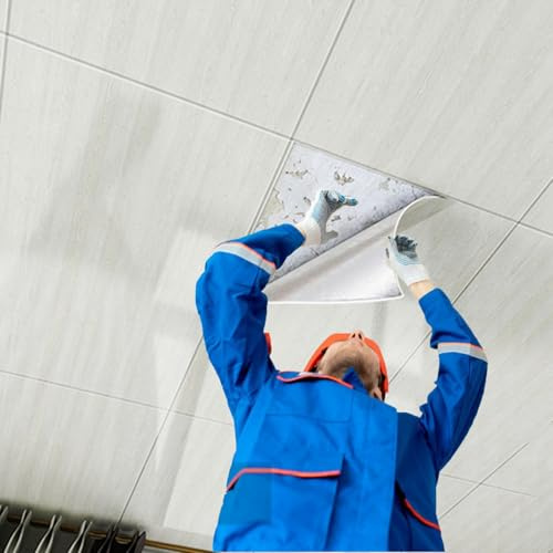 Dalle de plafond Panneaux Plafond Salle Bain Imperméables, Carreaux Plafond Salon/restaurants À Décoller Coller Avec Adhésif Puissant, Panneau Lavable À Coller(F,70 pcs cover 22.4 m²)