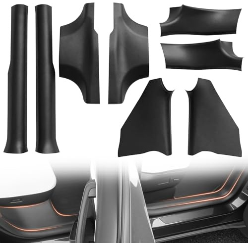 8PCS Door Sill Protector for Tesla Model Y Juniper 2025, Front & Rear Door Entry Guard, TPE Anti-Kick Full Protect Pedal Kick Cover (Not fit 2026 Standard & Performance)