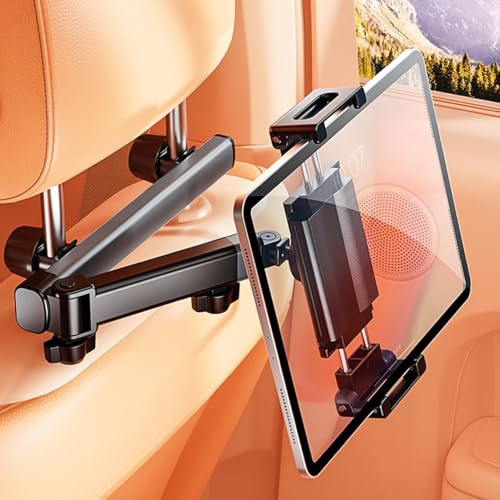 SHITONGSHANGMAO 1 Stück Tablet Halterung Auto für Tesla Model Y Juniper 2025 2026, Ausziehbare Kopfstütze iPad Halterung Auto, 360° Drehbarer Tablet Halter Rücksitz