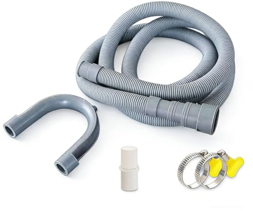 Prolunga tubo di scarico per lavatrici, Tubo di Scarico Estensibile di Ricambio, 1,5 m Tubo di Scarico per Lavatrice Kit, tubo di scarico universale, per tubo flessibile e fascette stringitubo