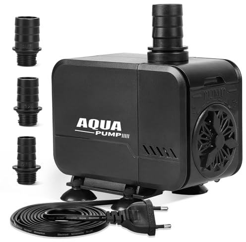 SWAWIS Pompe à Eau Aquarium 45W 3000L/H Hauteur Refoulement Max | Hauteur max 3M, débit réglable, avec 3 buses 19/22/25mm, pour fontaine et bassin extérieur