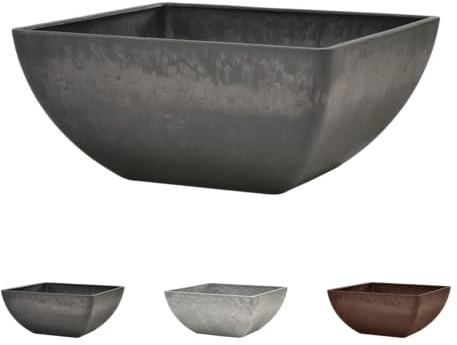 Klocke Ecostone Pflanzschale ECO704 - Quadratische Dekoschale in Stein-Optik - Nachhaltiger Kunststoff mit 70% Recycling-Anteil - UV-beständig und Wetterfest (40 cm x 40 cm Höhe 18 cm - Anthrazit)