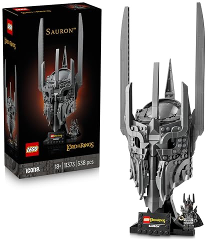 LEGO Icons Il Signore degli Anelli: Elmo di Sauron - Kit di Modellismo da Esposizione per Adulti - con l'Unico Anello e una Minifigure da Collezione - Idea Regalo Fai da Te per i Fan dei Film - 11373