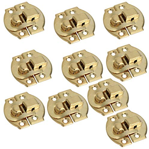 RDEXP 10PCS Retro Design Dekorative Antike Schmuck Holz Box Lock Latch Haspel mit 40 Schrauben Yellow 0.8 x 0.78inch