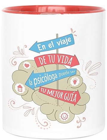 LA MENTE ES MARAVILLOSA - Keramiktasse mit Phrase Originelles auf Spanisch, Tasse Kaffee und Tee 330 ml |En el Viaje de tu Vida la Psicóloga Puede Ser tu Mejor Guía|