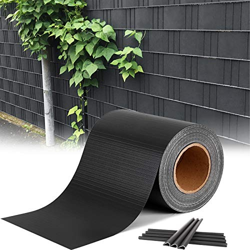 HENGMEI Film brise-vue en PVC - 195 m x 19 cm - Avec clips de fixation - Pour clôture de jardin, balcon - Anthracite