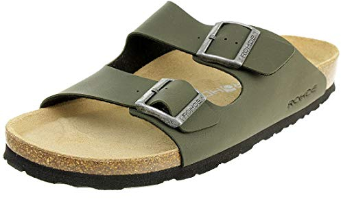 Rohde Herren Pantolette ergonomisch Lederfußbett Zwei Riemen Schnalle Grado 5920, Größe:42 EU, Farbe:Grün