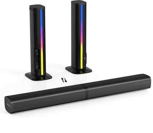 Barra de Sonido Bluetooth de 2.1 Canales con subwoofer Doble Integrado, Barra de Sonido para TV Wohome, 38 Pulgadas, 80 W, 6 Controladores, Control Remoto de 105 dB