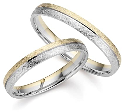 123traumringe 2x Trauringe/Eheringe Gelbgold/Weißgold 333 in Juwelier-Qualität (Gravur/Ringmaßband/Etui)