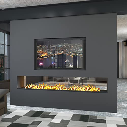 muenkel design e-tunnel PRO - Opti-Myst Elektrokamin mit Heizung 2000W – ohneDekoholz - Breite 1100 mm - ohne Glasscheibe, interner Wassertank