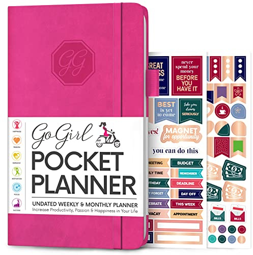 GoGirl Planer und Organizer für Frauen - Pocket Wochenplaner, Ziele Journal & Agenda für Zeitmanagement & Produktivität Undatiert (Hot Pink)